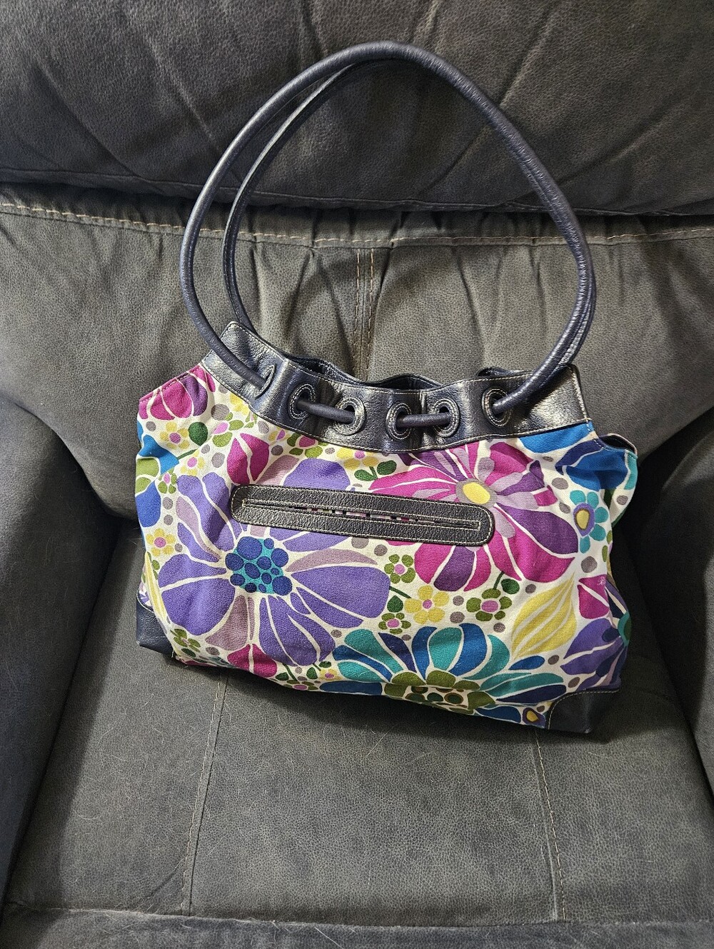 Brighton Purple Teal Floral Hobo with Multicolor Accents - Picture 3 of 16